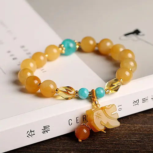 Healing classic gold stone bangle design natural custom yellow jade bracelet