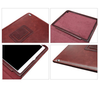Étui de protection pour tablette en cuir de vache véritable Aarons, avec fonction support, design personnalisé, doublure premium et gravure gratuite