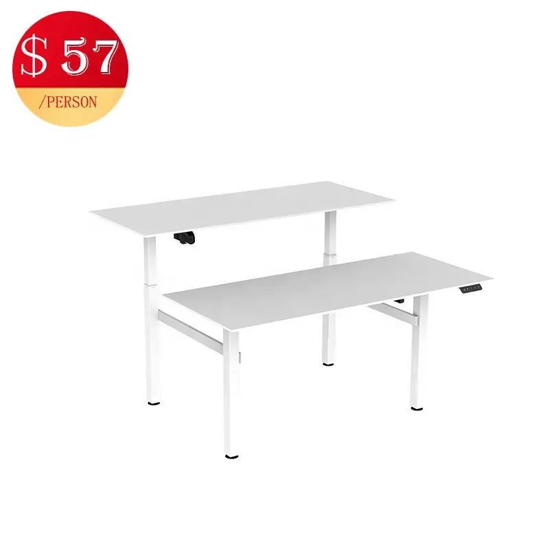 Home Modern Furniture 2 Person Computer Lifting Sit To Standing Up Table Frame Electric Height Adjustable Executive Office Desks