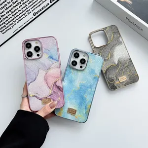 Star Diamond Series Galvanoplastia + Metal Mark Cell Phone Case para iPhone Samsung