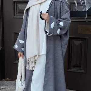 2024 Mexizo 새로운 아바야 디자인 이슬람 여성 기모노 하이 퀄리티 헤더 통기성 아바야 구름 재봉 소매