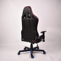 Chaise de bureau PC au design inspiré des courses, siège en mousse moulée confortable, chaise de jeu ergonomique en cuir bleue
