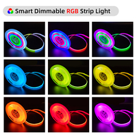 Bande lumineuse LED flexible COB personnalisée SMD2835 220V 110V, facile à installer, contrôle par application, bande lumineuse intelligente RVB pour plafond