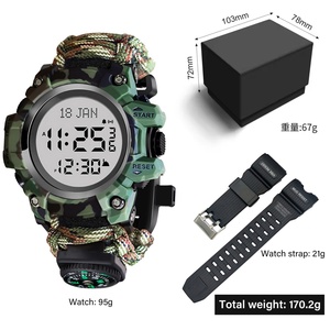 Montre de prière islamique pour hommes, montre Azan, boussole Qibla, montre-bracelet numérique, lumineuse, étanche, montre de survie en plein air - Product Image 4