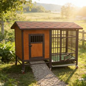 Nouvelle niche pour chien moderne pliable et ignifuge avec gamelle rotative, toilette extractible, nettoyage facile, utilisable toutes saisons, compatible climatisation et <span class=keywords><strong>chauffage</strong></span> au sol - Product Image 6