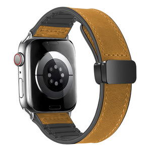 38/40/41/s10 42mm Bracelet en cuir sport respirant avec boucle pliante magnétique Bracelet de montre en silicone pour Iwatch Series 10 <span class=keywords><strong>9</strong></span> - Product Image 6