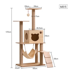 Pet <span class=keywords><strong>Cat</strong></span> prodotto alto moderno colore legno pavimento al soffitto Multi-livello Pet Tree torre in legno gatto torre in legno fiore albero gatto - Product Image 5