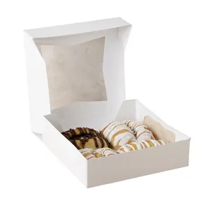 Rectangle White Kraft Paper Pastry Box Paper Exclusive Biscuit Packaging House Custom Cookie Box
