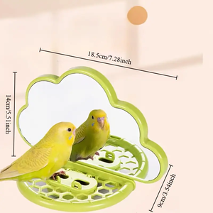 Hot Sale Parrot Mirror Stand with Food Box Plastic <strong>Bird</strong> Perch Toy for Budgie Parakeet Lovebird African Grey Macaw Roosteratiels - Product Image 4
