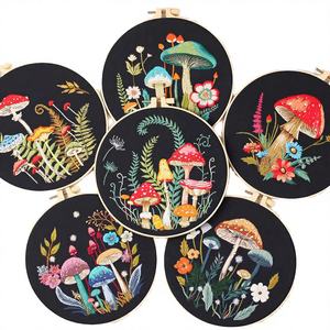 Kits <span class=keywords><strong>de</strong></span> Iniciación <span class=keywords><strong>de</strong></span> Bordado <span class=keywords><strong>de</strong></span> <span class=keywords><strong>Punto</strong></span> <span class=keywords><strong>de</strong></span> <span class=keywords><strong>Cruz</strong></span> con Diseño <span class=keywords><strong>de</strong></span> Flor <span class=keywords><strong>de</strong></span> Hongo - Bordado Hecho a Mano para Principiantes, Fácil para Adultos, Decoración del Hogar DIY - Product Image 1