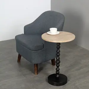 HZX meja kopi marmer gaya Modern, desain Italia travertine bulat meja samping