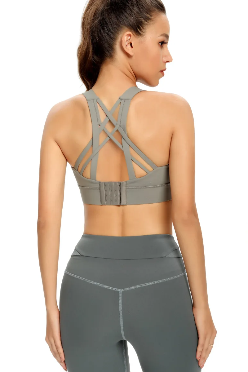 Customized LOGO sports solid color underwear yoga bra cross beauty back fitness ladies hot selling sports bra OEM