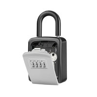 Caja de Seguridad para Llaves de Casa, de Aleación de Aluminio Negra, con Cerradura de Contraseña, Resistente a la Intemperie, para Uso en Interiores/Exteriores, Garaje