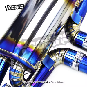 Tuning Asuitlaatpijpen Voor <span class=keywords><strong>Alfa</strong></span> <span class=keywords><strong>Romeo</strong></span> Giulia Quadrifoglio 2.9T V6 2016-2024 Escape Titanium Blauw Achteruitlaat Catback Systeem - Product Image 4