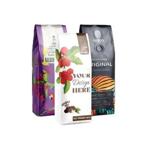 Support de valve de sac de grains de <span class=keywords><strong>café</strong></span> à fond plat réutilisable imprimé personnalisé feuille d'aluminium fermeture à glissière latérale thermoscellée pour l'utilisation de gelée - Product Image 6