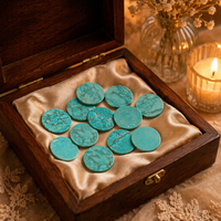 Pierre précieuse naturelle de haute qualité, turquoise naturelle ronde à dos plat, disponible pour la personnalisation, usine OEM, découpe CNC