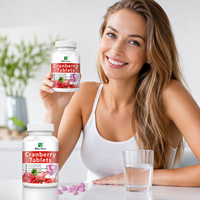 Comprimés de canneberge naturelle pour femmes, soutien des voies urinaires, antioxydant, supplément de vitamine C, 60 unités, marque privée OEM