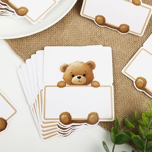 Ours Baby Shower Place Card pour le réglage de la <span class=keywords><strong>table</strong></span> Nous pouvons attendre les cartes de nom de <span class=keywords><strong>table</strong></span> Neutral Sexe Reveal Bear First Birthday Tent - Product Image 6