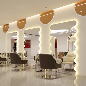 Miroir de beauté rétro léger et luxueux pour salon de <span class=keywords><strong>coiffure</strong></span>, salon de <span class=keywords><strong>coiffure</strong></span>, salon de <span class=keywords><strong>coiffure</strong></span>, atmosphère LED tricolore réglable - Product Image 2