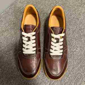 Baskets rétro en cuir véritable marron, à lacets, bout rond, semelle intermédiaire EVA amortie, semelle extérieure en caoutchouc, chaussures toutes saisons printemps-été - Product Image 3