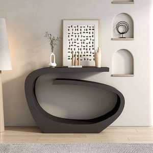 Console moderne beige avec étagère de rangement, meuble mural d'appoint, étagère de présentation pour entrée, salon - Product Image 2
