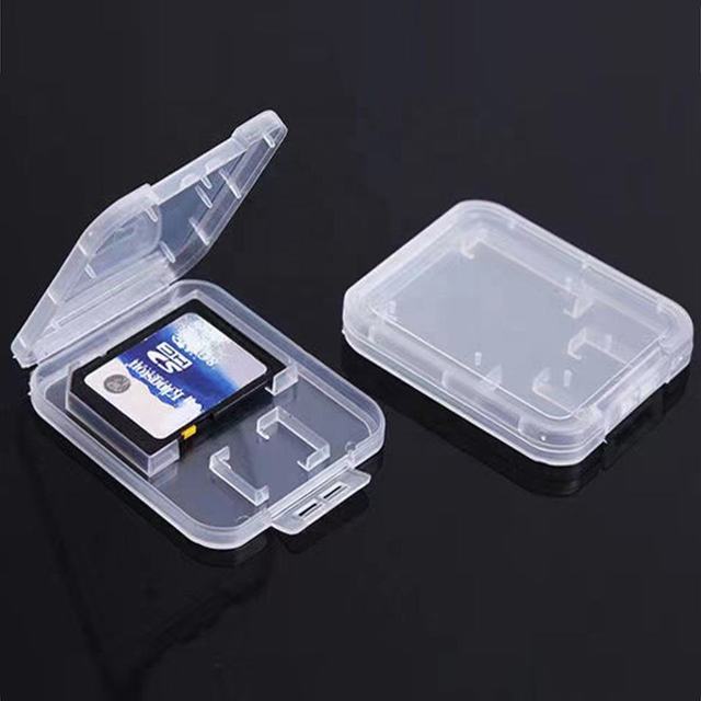 Portable Transparent Standard TF Sd Card Case 2 in 1 Memory Card Storage Box Holder