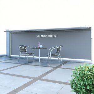 <b>Grey</b> Steel <b>Frame</b> Side Awning 100% Polyester PU Coated Retractable Manual Operation Modern Design Wall Mounted - Product Image 1