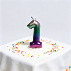 Party Love Rainbow Finish Candles Number 1 6Cm Rainbow Color Birthday Candle - Product Image 6