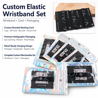 Maßgefertigte Elastische Armbänder mit Logo Markenkarte Holografische Verpackung für Veranstaltungen Einzelhandel Werbegeschenke