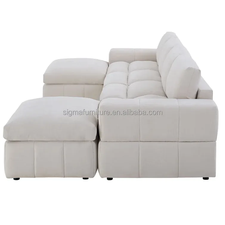 Made in China wholesale luxury modular 6 - Piece U-shape sleeper sectional sofa with ottoman