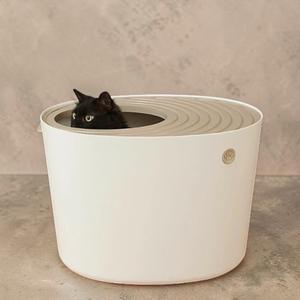 Bac à litière pour chats de 20 L, blanc, pour chats de tous âges, en PP et ABS, durable, facile à nettoyer, grande capacité, sans poussière, contrôle des odeurs - Product Image 1