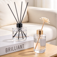 Flacon diffuseur de parfum en verre transparent rond de luxe OEM personnalisé, vide, 100 ml, 150 ml, pour bâtonnets aromatiques