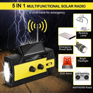 Radio d'urgence portable solaire à manivelle AM/<span class=keywords><strong>FM</strong></span>, équipement de survie météo NOAA, chargeur - Product Image 4