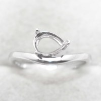 Halbfertiger 6*8mm Sterling Silber Ring mit Birnenform, leerer Rohling mit Krappenfassung, S925 Basis ohne Mittelstein für DIY-Einlage