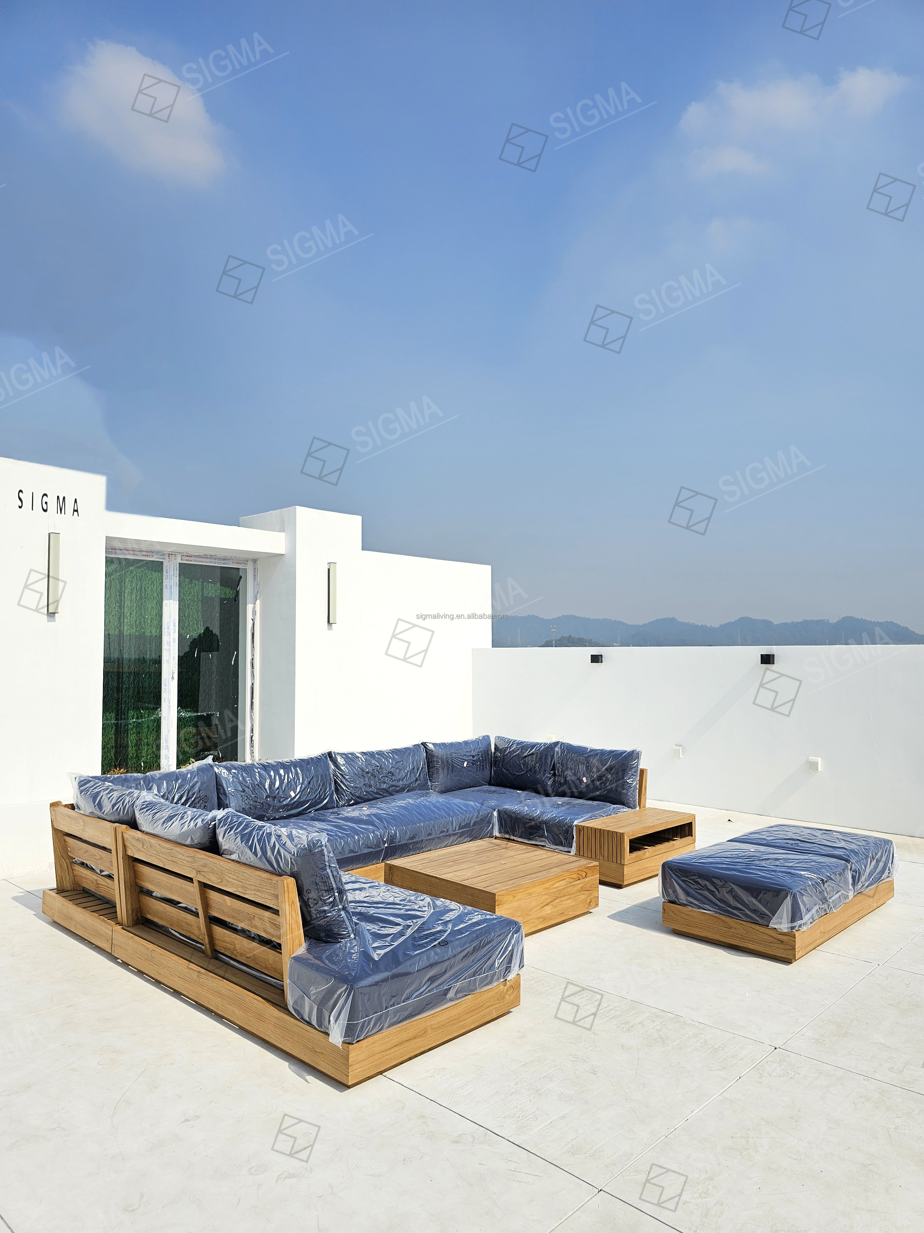 Modern New Design Teak Outdoor Furniture Set Solid Wooden Sofa Garden Sets All Weather Teak Wood Sofa Garden Set