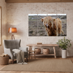 Printed Highland Cattle <b>Canvas</b> Art: Elegant Farmhouse <b>Wall</b> Decor,SET OF 4 <b>CANVAS</b> - Product Image 3