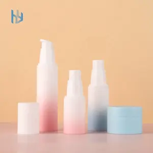 Free sample fashion private labels cosmetic lotion bottle 20ml 30ml 50ml gradient pink blue spray pump airless bottle