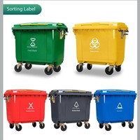 Poubelle rectangulaire extérieure en plastique, capacité 1100L et 660L, design imprimé personnalisable, en stock