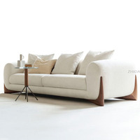 Canapé simple en tissu cachemire avec base en bois massif, style moderne et luxueux, ensemble de canapés trois places en velours pour salon, vente en gros