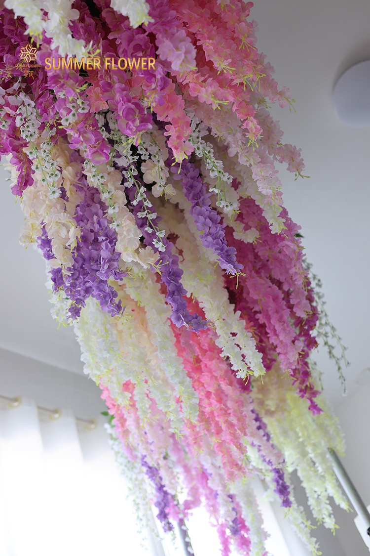 Summer Flower CB-278 Artificial Wisteria Flower Garland Wall Backdrop for Wedding Event Decoration