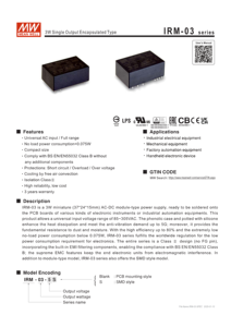 Alimentation à découpage encapsulée MeanWell <span class=keywords><strong>IRM</strong></span>-03 3W à sortie unique, convertisseur AC/DC, entrée 3.3V-24V 85-305VAC/120-430VDC - Product Image 4