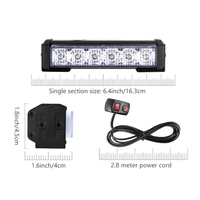 Greenshuo 1 à 2 6Led rouge bleu clignotant lumière de calandre d'urgence stroboscopique LED voyant d'avertissement pour voitures camion