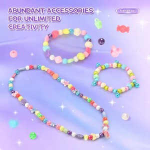 <span class=keywords><strong>Kit</strong></span> de fabrication de bijoux en perles de plastique pour enfants, ensemble d'artisanat pour filles, collier et <span class=keywords><strong>bracelet</strong></span> faits à la main en perles de plastique - Product Image 4