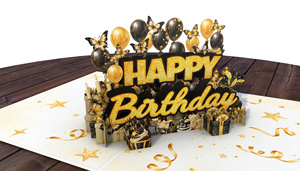 Carte de vœux 3D pop-up joyeux anniversaire, carte de vœux de luxe pour cadeau, vente en gros, personnalisable, meilleur prix - Product Image 4