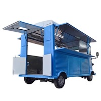 Camion de restauration électrique rétro d'extérieur, chariot mobile vintage pour café, glaces, hot-dogs, remorque de restauration commerciale