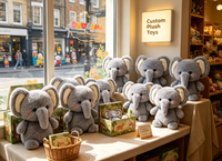 Jouets en peluche personnalisés, éléphant gris doux à long nez pour les cadeaux d'enfants, promotions de vacances, jouets en peluche personnalisés
