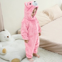 Michley usine en gros bas quantité minimale de commande nouveau Design mignon Animal barboteuse 0-36M Onesie pyjamas corail polaire ours échantillon étiquettes personnalisées