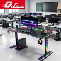 Escritorio Gaming RGB con Textura de Fibra de Carbono, Estación Rectangular para PC para Sala de Juegos