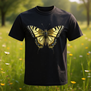 T-shirt con grafica a forma di farfalla coda di rondine, per adulti, unisex, a maniche corte, girocollo, abbigliamento casual - Product Image 3