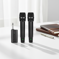 Microphone sans fil numérique professionnel AIDI 2,4 GHz, à condensateur, portable, cardioïde, en métal noir, pour karaoké, avec deux micros pour la parole